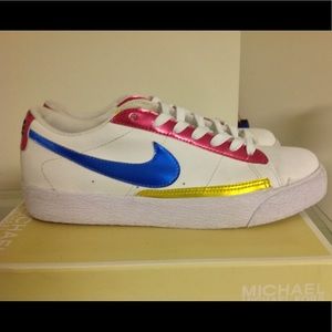 Nike blazer low metallic blue pink yellow rare